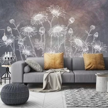 Декоративные обои современные абстрактные Рисованные подсолнухи линия ТВ фон стены