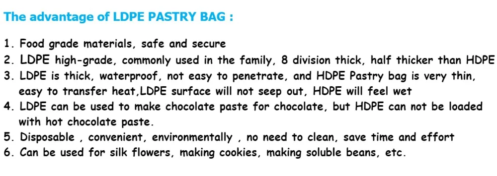 LDPE PIPING BAGS
