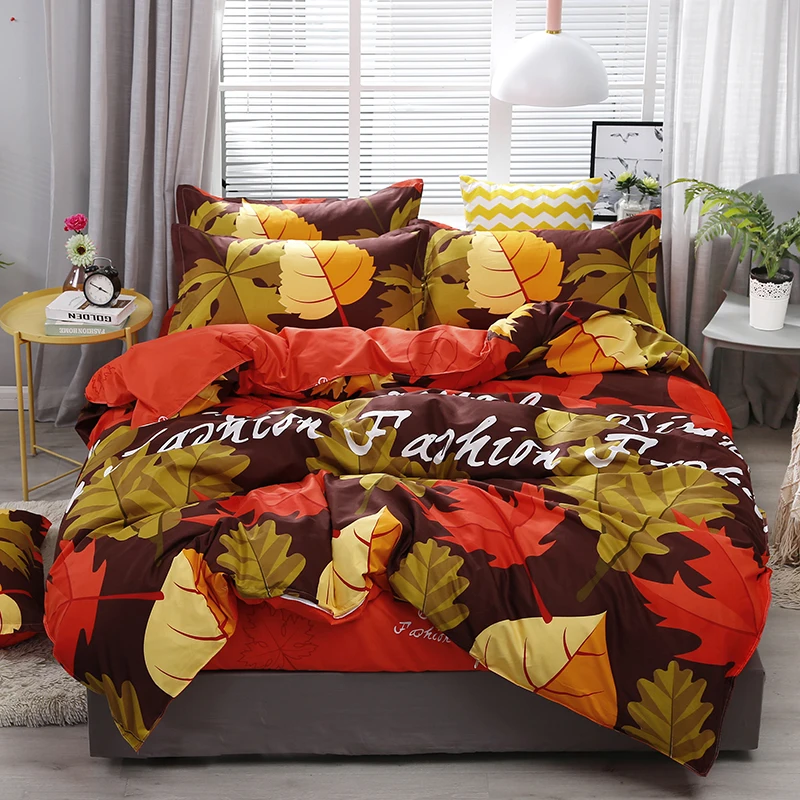 Solstice высокое качество осень кленовый лист стиль одеяло постельное белье пододеяльник плоский простынь постельное белье