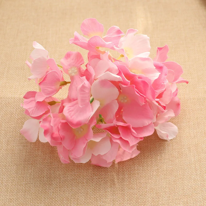 25 шт. гортензии Цветочные головки искусственные настенные цветы Шелковый Искусственный цветок для дома свадебные декорации - Цвет: Double Pink