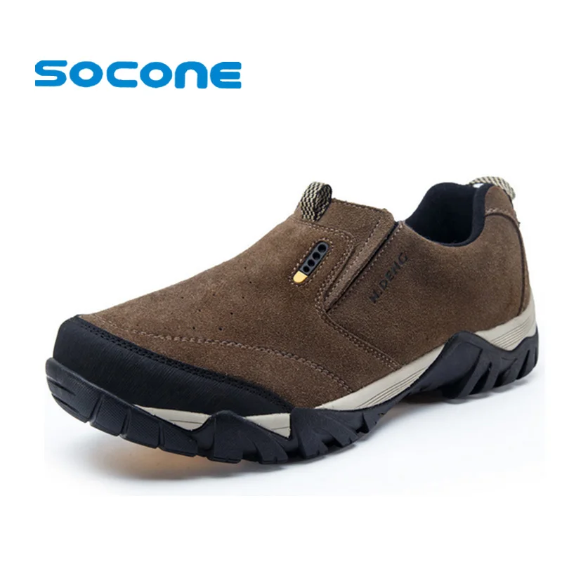 Mens Leather Hiking Shoes Waterproof 2015 Autumn Winter Slip On Outdoor ...