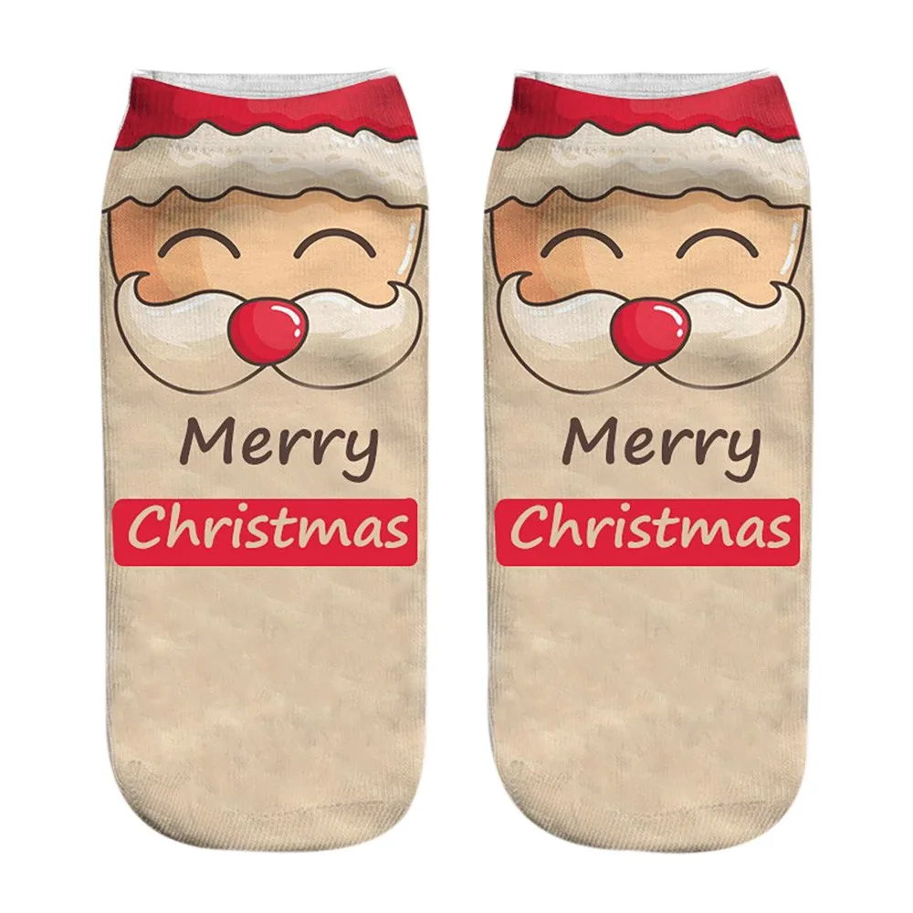 Унисекс, рождественские забавные Модные Повседневные носки с 3D принтом, милые короткие носки