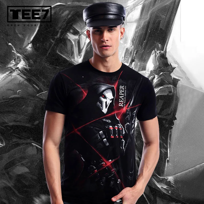 Новое поступление модные футболки TEE7 для мужчин часы из темного хлопка с 3D