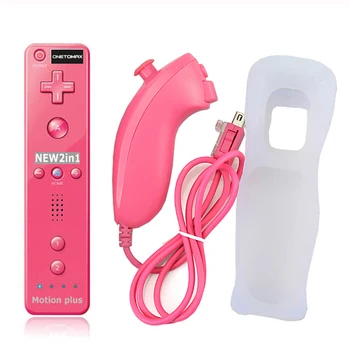 

2018 for Wii Built in Motion Plus Inside Remote Controller with Silicon Case+Hand Strap Nunchuck Controller For Nintendo Wii
