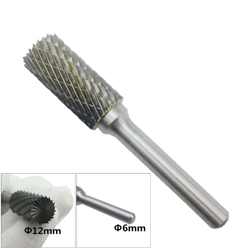 Carbide Rotary File AEX1225M06 Milling Shank 6mm Metal Grinding Cutter Head Rotary Burr 12mm Head Accessories 1 pc steel tungsten carbide grinding head rotary grinders milling cutter 3 4mm file carving wood
