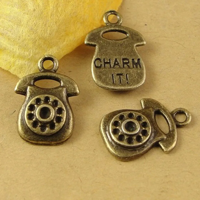 18*13MM Antique Bronze telephone charm it pendant beads mobile phone