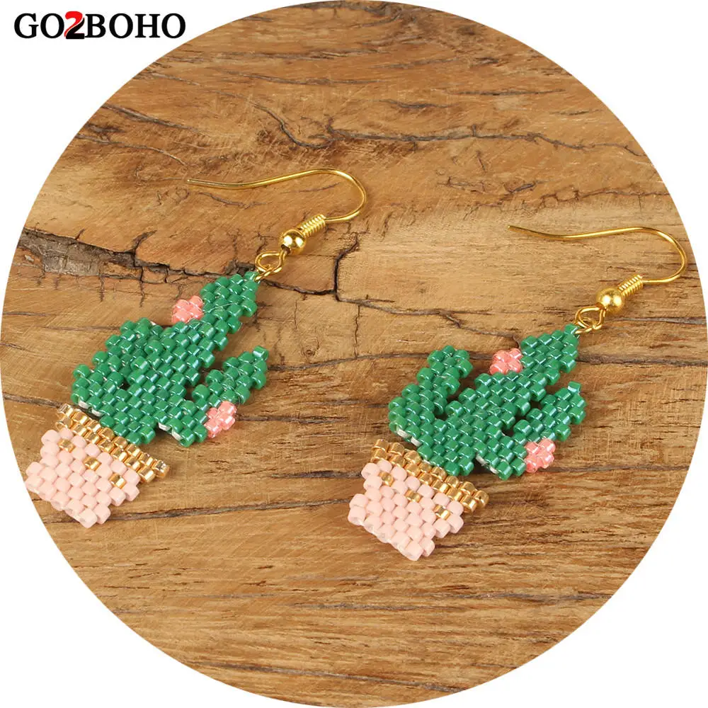 Серьги кактус Go2boho женские серьги с семенами Миюки ювелирные изделия Летние