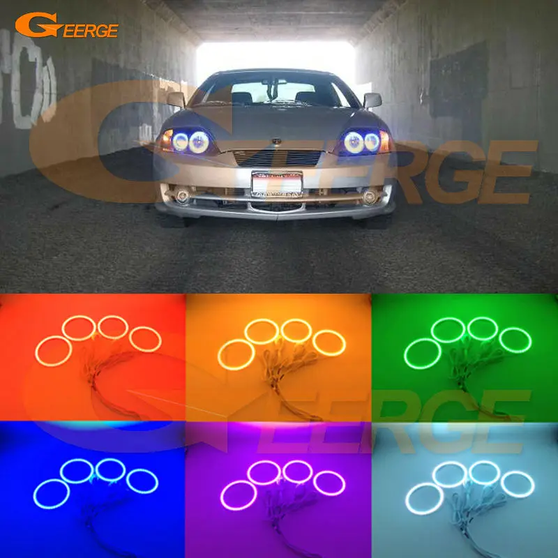 For Hyundai Tiburon 2003 2004 2005 2006 Excellent Angel Eyes Multi-Color Ultra bright RGB LED Angel Eyes kit Halo Rings for lexus lx470 2003 2004 2005 2006 2007 excellent multi color ultra bright rgb led angel eyes kit halo rings