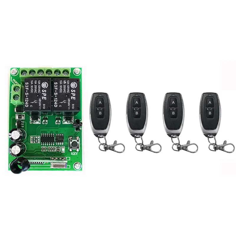 DC24V 2CH RF Wireless Remote Control Relay Switch Security System