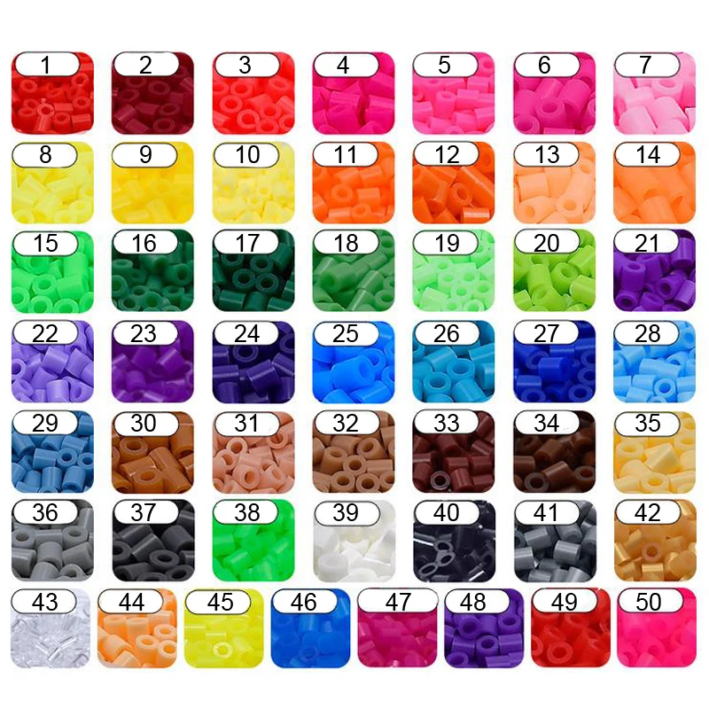 DOLLRYGA 5 мм, 1000 шт, 50 цветов, бусины для детей, Хама, бусины Perler, сделай сам, пазлы, Горох, высокое качество, подарки ручной работы, детские игрушки