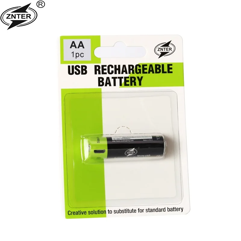 

ZNTER AA 1.5V 1250mAh Battery 1pcs Universal Batteries USB Rechargeable Lithium Polymer Battery Charged by Micro USB Cable