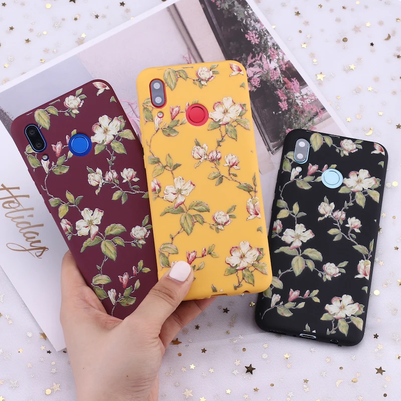 

For Huawei Honor Mate 10 20 Nova P20 P30 P Smart Vintage Floral Flower Art Candy Silicone Phone Case Cover Capa Fundas Coque