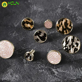 

1 pc Round Marble brass Cabinet Knobs and Handles Drawer Furnitures Cupboard Wardrobe Knobs Door Pull Handles
