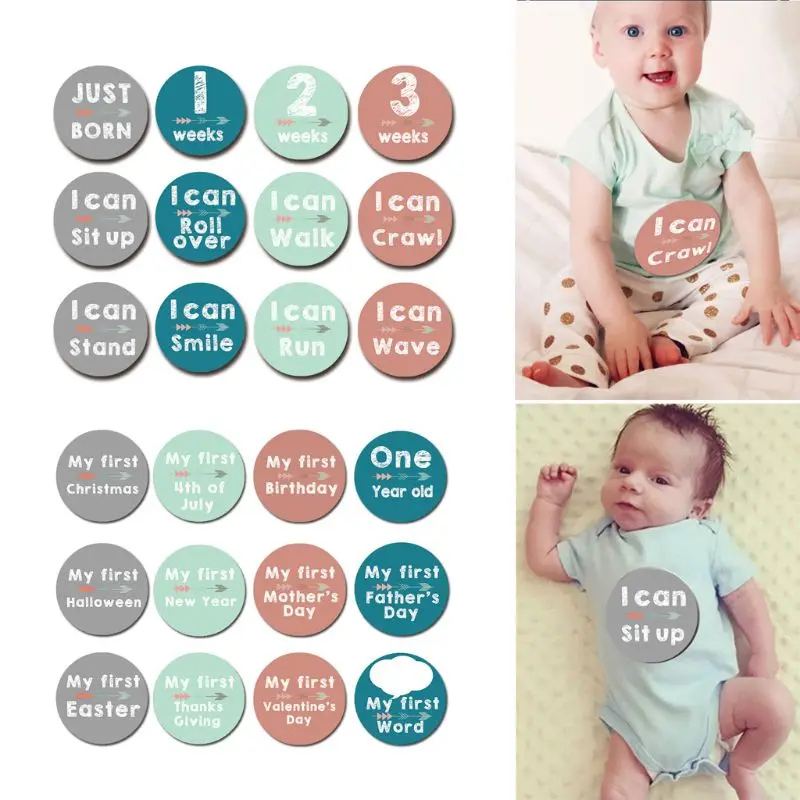 Monthly Milestone Sticker 12pcs/set Baby DIY Sticker 12 Months Skill Sticker Baby Photography Props For Fun Memory Baby Pregnant