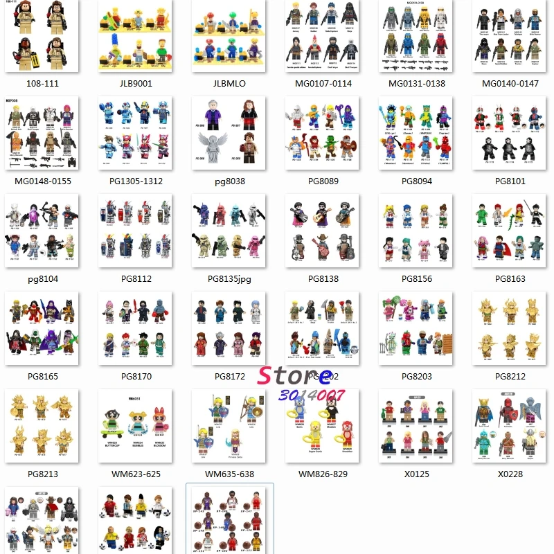 

1Set Game Movie Series 3 HE-Man EVA Masked D.VA Saint Seiya Sonic GhostBusters Action Figure building blocks toys for children