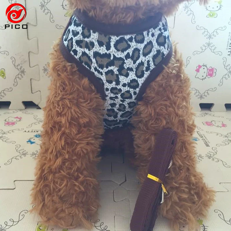 

4 colors Breathable pet dog collar and leash set dogs Vest Harnesses Cute Adjustable puppy Chest Strap leash walk lead ZL145-4