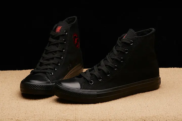 Новое поступление, летняя модная мужская обувь на плоской подошве повседневная обувь черного, белого и красного цвета Мужская парусиновая обувь с высоким берцем на шнуровке, NN-14
