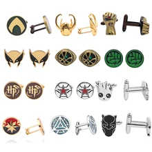 Запонки из фильма «мстители», 13 стилей, Железный человек, Аквамен, танос, бесконечные перчатки, Халк, Черная пантера, модные украшения для мужчин, подарок