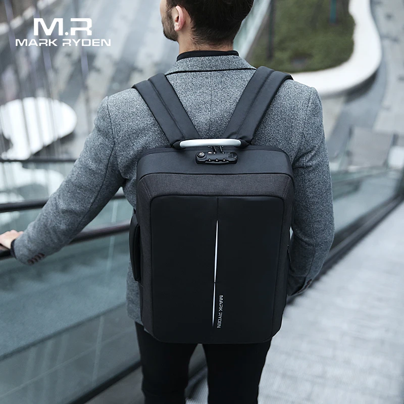 Mark Ryden New Anti-thief USB Recharging Men Backpack NO Key TSA Lock Design Men Business Fashion Message Backpack Travel