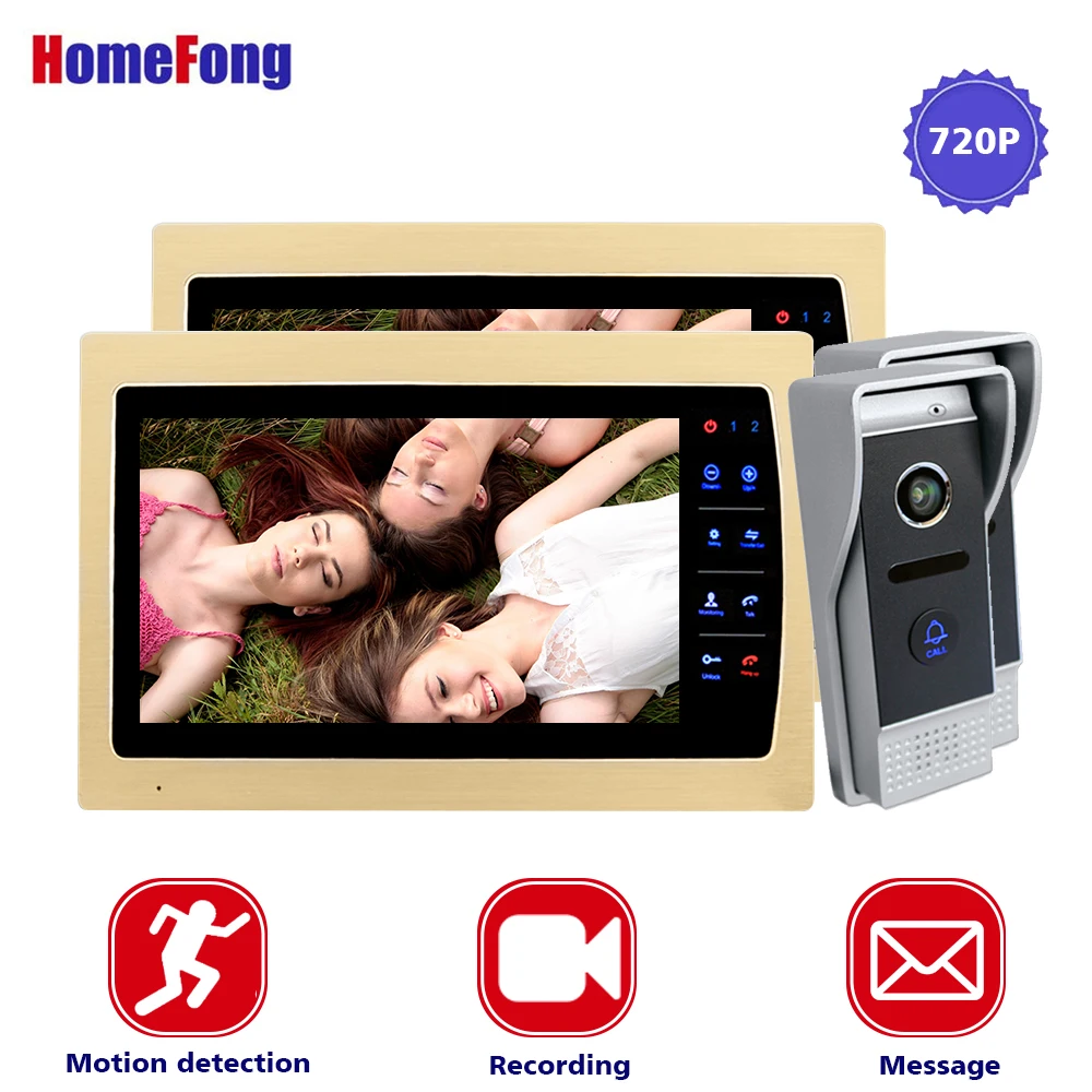 

Homefong 720P AHD 10' Wired Color Video Door Phone Video Doorbell Intercom Snapshot/Video Recording Unlock Dual-way Talk IR 2V2