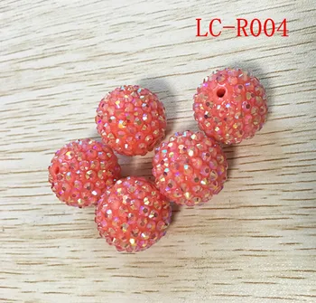 

Newset 20MM 100pcs/lot coral color 100pcs / lot Chunky Clear AB resin rhinestones ball Beads for necklace making