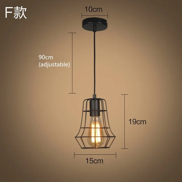 Винтажный подвесной светильник в металлической клетке, минималистичный ретро деревенский подвесной светильник 110-250 В, E26/E27, базовый светильник, потолочный светильник - Цвет корпуса: F shape