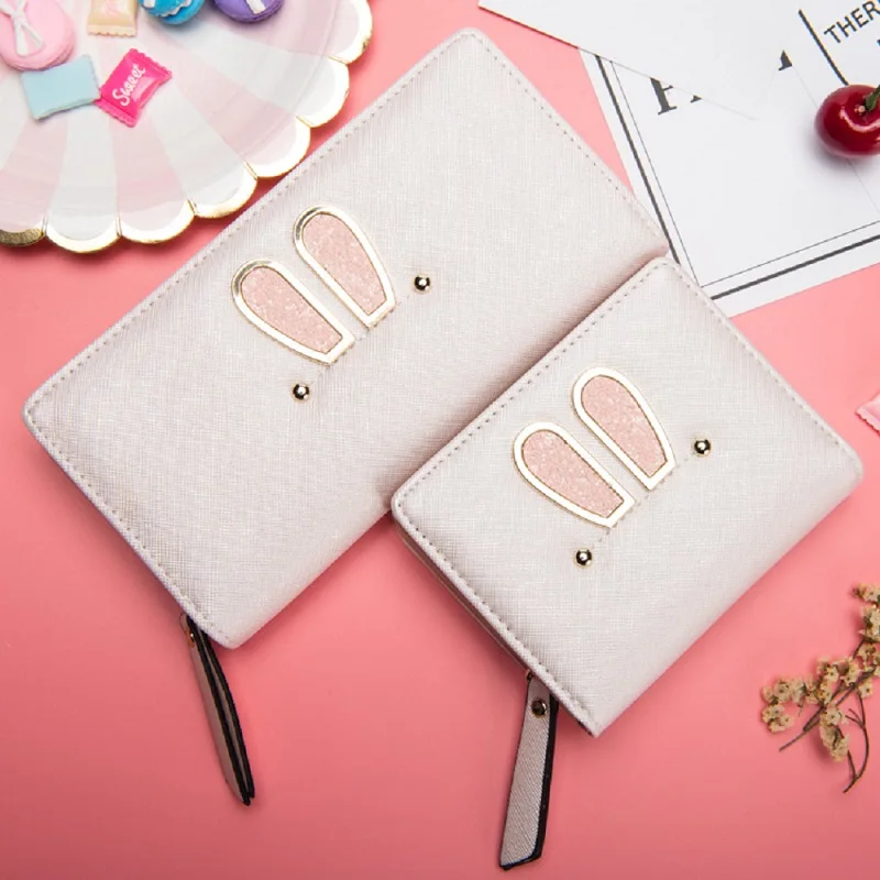 Cute Animal Print Rabbit Ears Women Wallet Long Pu Leather Lady Wallets