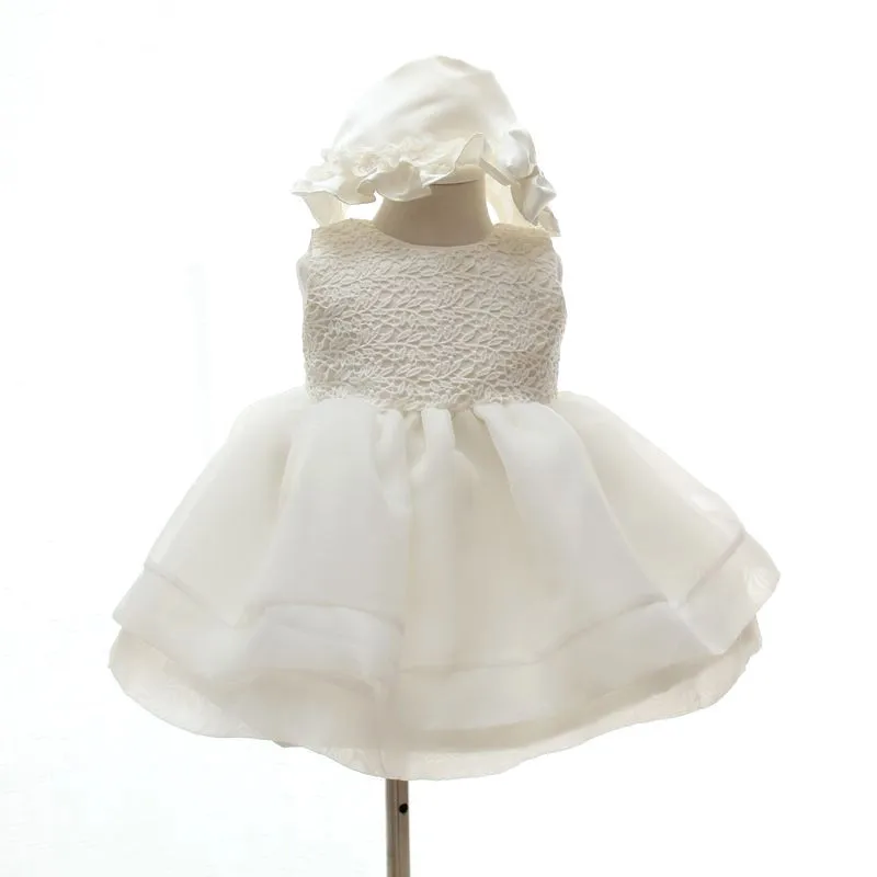 Платье для крещения для малышей Bebe платье на крестины для девочек ясельного возраста для детей от 1 до 2 лет Ropa Детские День рождения крестильное платье со шляпой