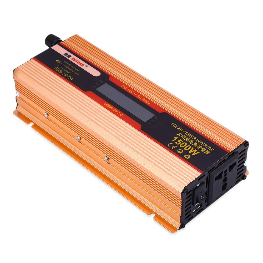 

LED Display Solar Power Inverter System Safe Charging Design Antioxidant Aluminum Alloy Shell XUYUAN 1500W DC 12V to AC 220V