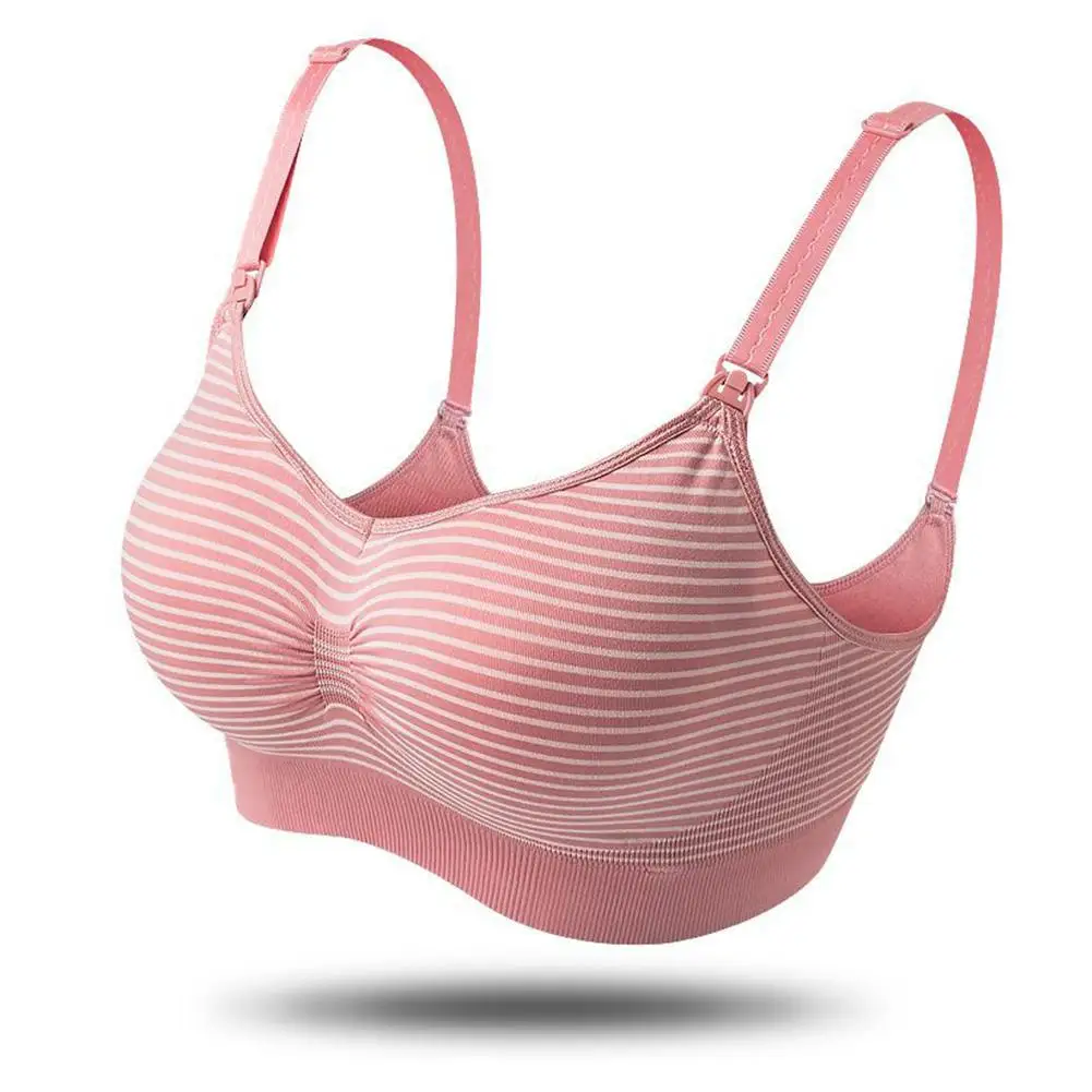 Kidlove бюстгальтер для грудного вскармливания в полоску для беременных женщин без ободков с защитой от провисания груди - Цвет: L