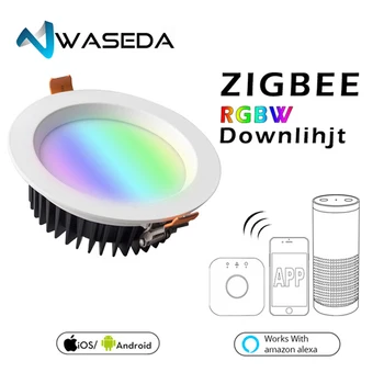

WASEDA ZIGBEE ZLL smart 9W LED RGBW RGB downlight APP controller with Amazon plus LED bulb rgb zll dimmable light AC100-240V