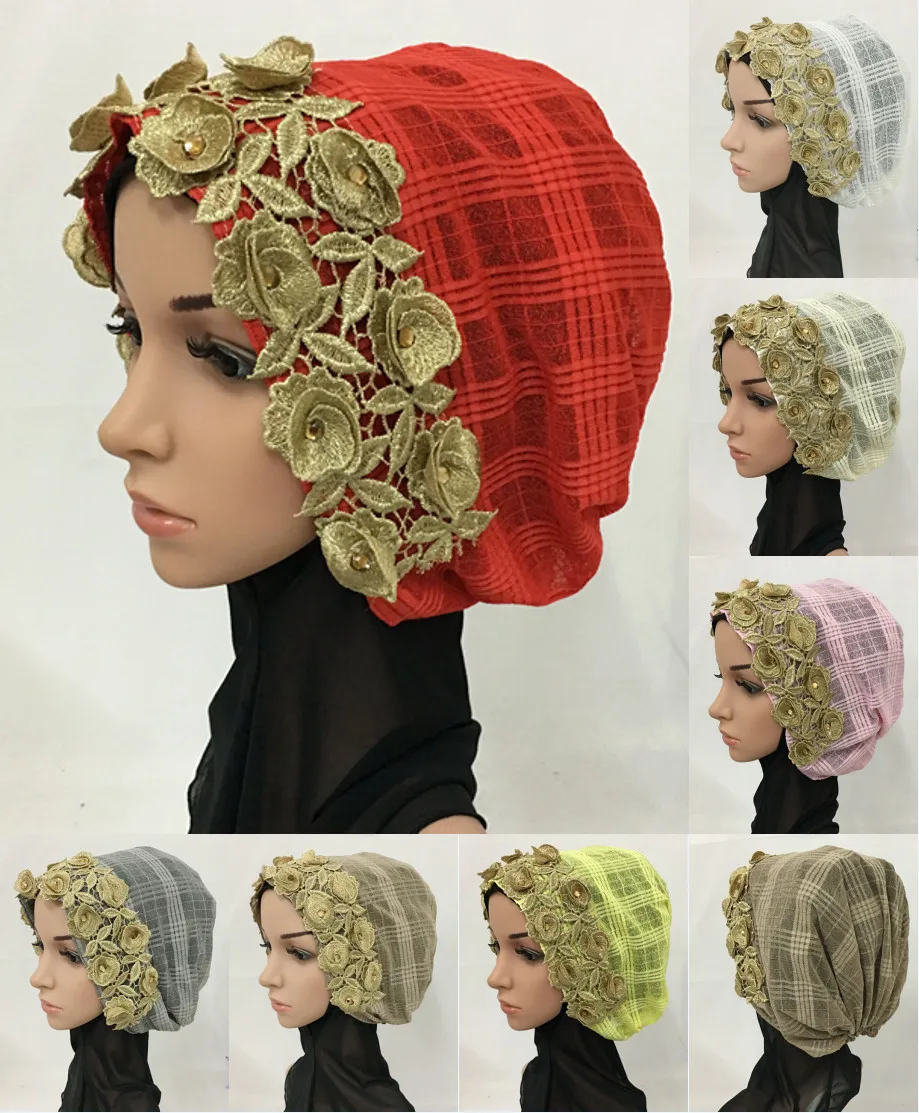 Модная вышивка цветочный мусульманский хиджаб исламский шарф в арабском стиле Шалуны Головные уборы Шапки