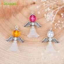 В комплексе 8seasons Мода Стекло Крыло ангела-хранителя Подвески смешанный античное серебро-цвет с круглые акриловые бусины 29 мм x 23 мм, 1 комплект
