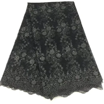 

Latest Popular Designs Black 3 d flowers lace Fabric African Lace Fabric High Quality George lace fabric for women wedding party
