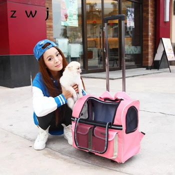 

Pet Wheel Carrier Dog Cat Car Travel Transport Bag Rolling luggage