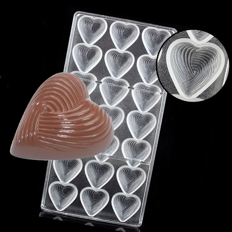 

1 pc DIY high quality 21 threads of love Injection Hard Heart Shaped Chocolate Mould Jelly Maker PC Polycarbonate Candy Mold