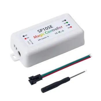 

SP105E Wireless Bluetooth Controller APP WS2811 WS2812B WS2801 SK6812 APA102 Individually Addressable Programmable LED Strip Pix