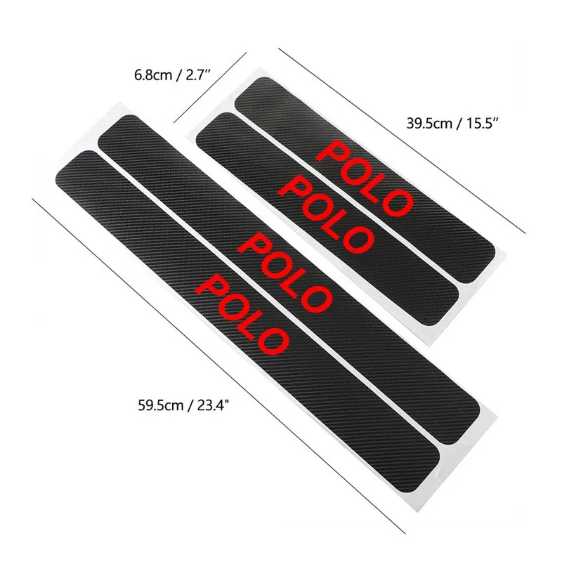 

4pcs Door Carbon Fiber Car Scuff Plate sticker Vinyl Decal sticker for Volkswagen Rline CC GOLF 7 Golf 6 MK6 Polo GTI VW