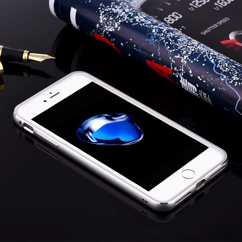 iMatch Aviation Aluminum Alloy Metal Bumper Tempered Glass Back Cover Case for Apple iPhone 7 Plus & iPhone 7