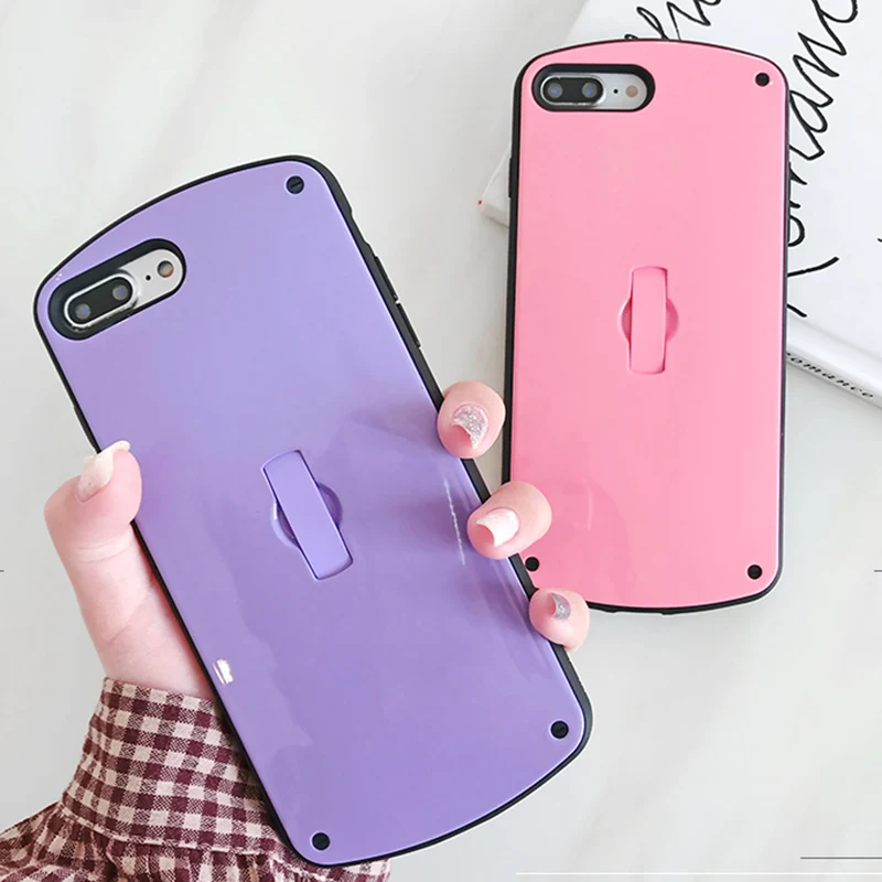

Candy Color Armor Shockproof case for iphone X XR XS XS Max Hide Ring Stand Holder Phone Cases for iphone 6 6s 7 8 plus cover