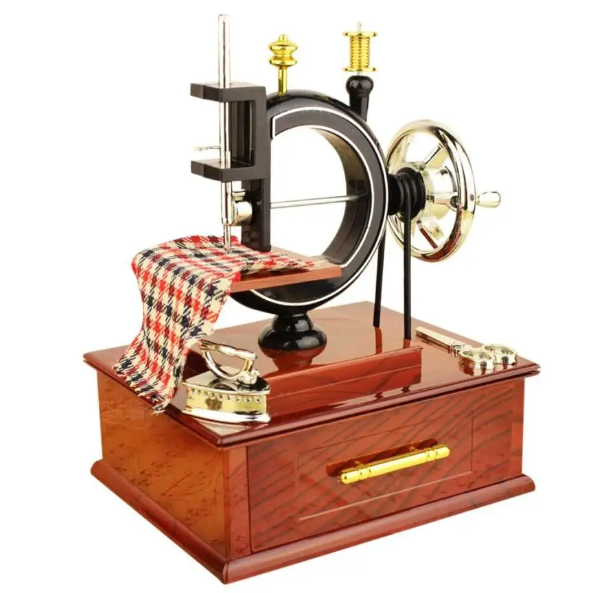 

Vintage Simulation Sewing Machine Music Box Mini Mechanical Style Decoration For Home Birthday Gift For Kids Table Decor