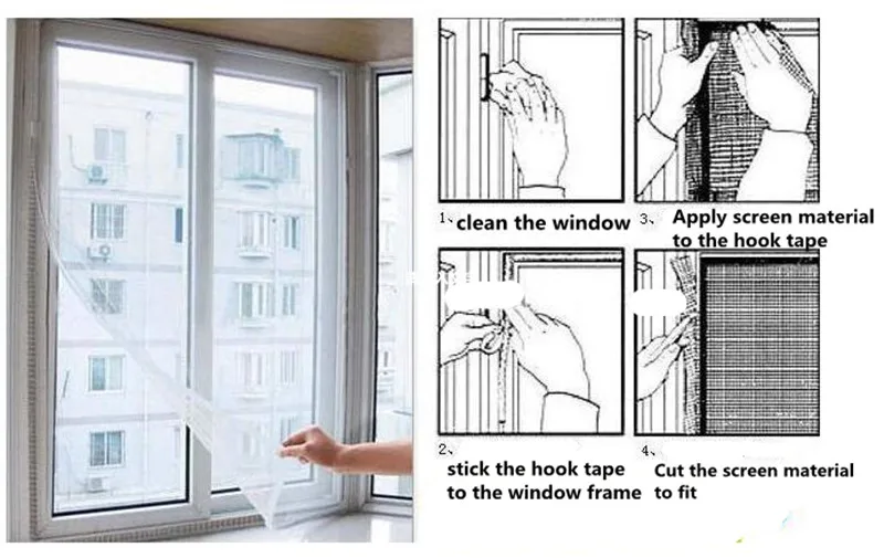 Противомоскитная сетка для кухонного окна, сетка для экрана, Москитная сетка для занавесок, защита от насекомых, мух, москитная сетка для окон