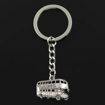 

Fashion 30mm Key Ring Metal Key Chain Keychain Jewelry Antique Silver Color Plated London Bus Car 20x25mm Pendant