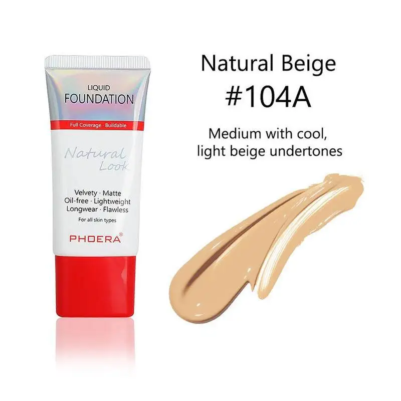 1PCS Full Coverage Liquid Foundation Soft Matte Long Wear Oil Control Concealer Liquid Foundation Cream Fashion Women Makeup - Цвет: E