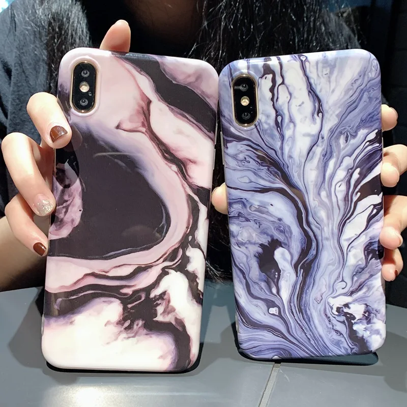 Глянцевый чехол для телефона с мраморной текстурой iPhone X XS Max XR граффити мягкий