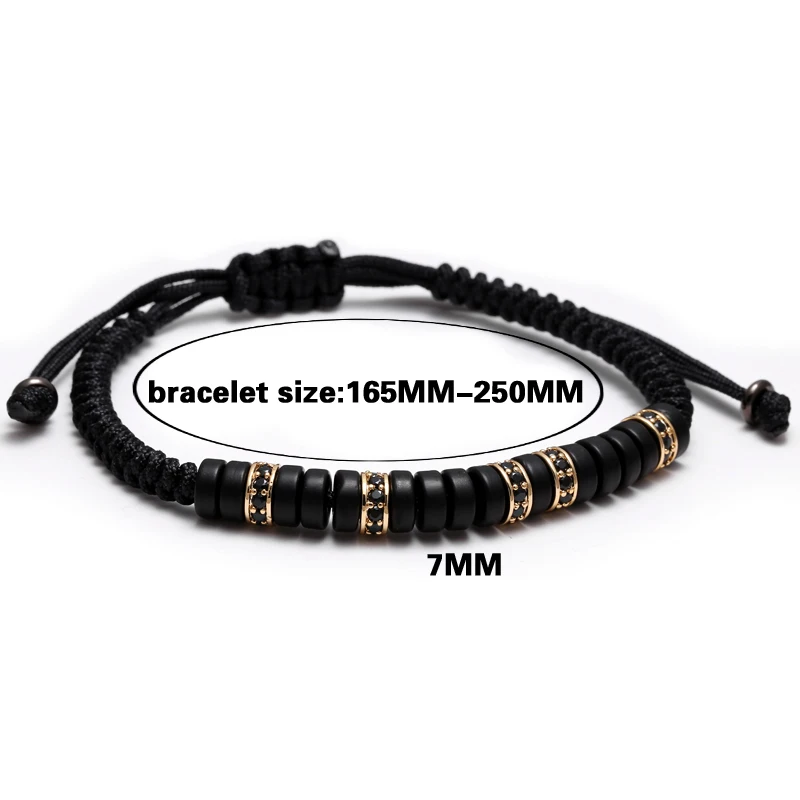 Mcllroy Men's Bracelet Pave Black CZ Zircon copper Coconut Shell Bead handmade Braide bracelets pulseras dropshipping bileklik