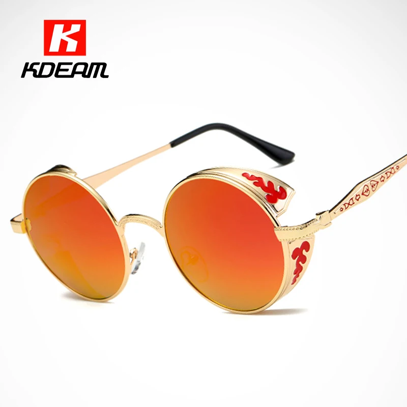 Luxury Baroque Carved Round Sunglasses Polarized T