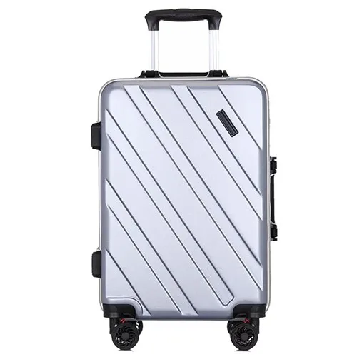 KLQDZMS 20/24 дюймов Высокое качество ПК катящийся багаж чемодан на колесиках Сумки алюминиевая рама путешествия чемодан на колесиках - Color: Silver grey