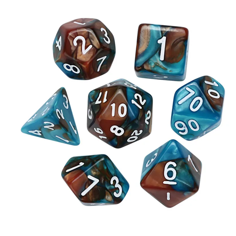 

7Pcs Digital Dice Game Polyhedral D4-D20 Multi Sided Acrylic Dice For Young People Party Entertainment #2N22
