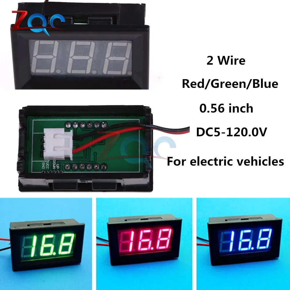 DC 5-120 в 2 провода 0,56 ''Мини светодиодный цифровой вольтметр измеритель напряжения детектор напряжения Тестер монитор для автомобиля Авто 36 В 24 в 48 в